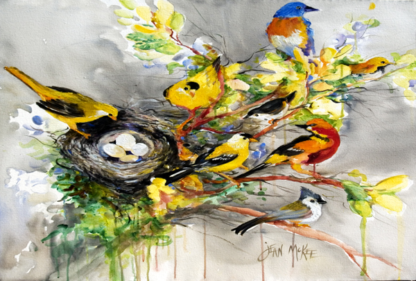 Picture of Carolines Treasures JMK1024PLMT Spring Birds Fabric Placemat