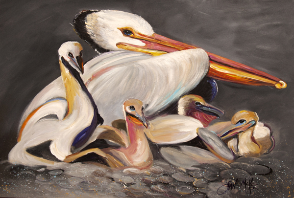 Picture of Carolines Treasures JMK1026PLMT White Pelicans Fabric Placemat