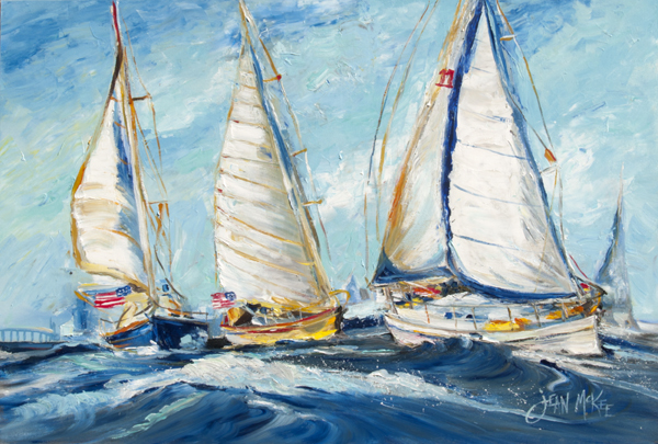 Picture of Carolines Treasures JMK1027PLMT Roll Me Over Sailboats Fabric Placemat
