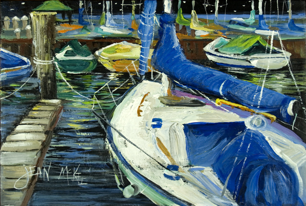 Picture of Carolines Treasures JMK1031PLMT Night On The Docks Sailboat Fabric Placemat