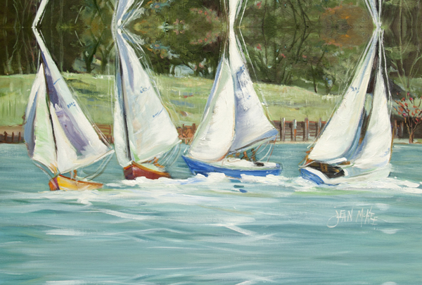 Picture of Carolines Treasures JMK1035PLMT Sailboats On The Bay Fabric Placemat