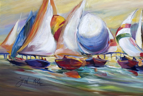 Picture of Carolines Treasures JMK1040PLMT Sailboat Race In Dauphin Island Fabric Placemat