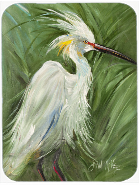 White Egret In Green Grasses Mouse Pad, Hot Pad & Trivet