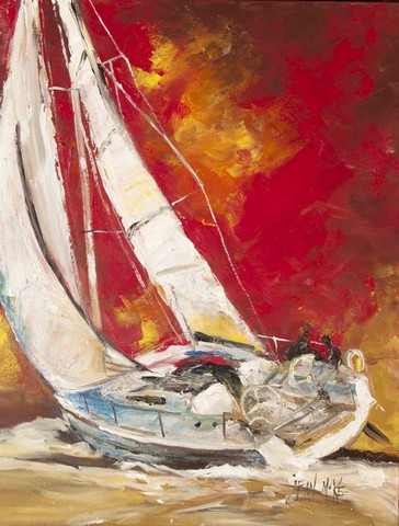 Red Sailboat Flag Garden Size