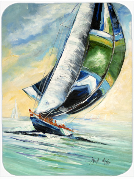 Picture of Carolines Treasures JMK1163LCB Cruising The Coast Sailboats Glass Cutting Board- Large