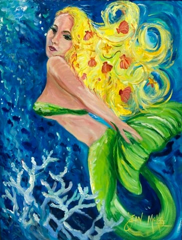 Blonde Mermaid Flag Garden Size