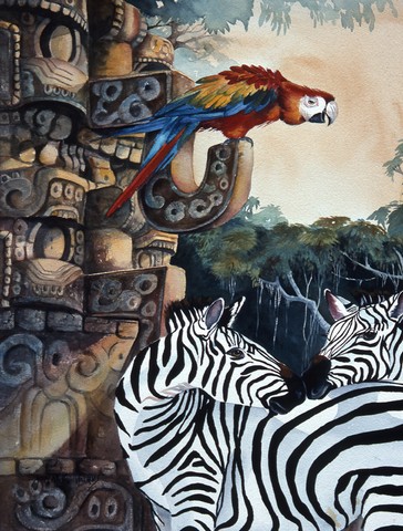 Zebras And Parrots Flag Garden Size