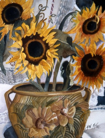 Pot Of Sunflowers Flag Garden Size