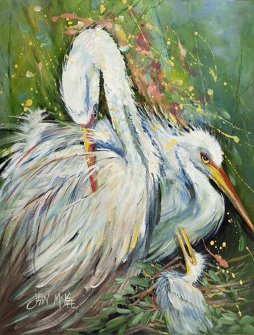 White Egret In The Rain Flag Canvas House Size