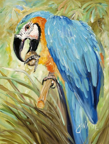Blue Parrots Flag Canvas House Size