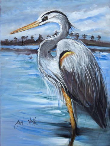 Blue Heron Gazing Flag Canvas House Size