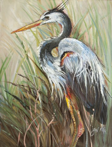 Blue Heron Gazing West Flag Canvas House Size