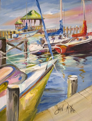 Boat Docks Sailboats Flag Canvas House Size