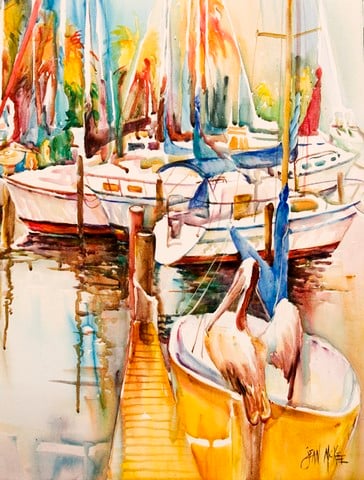 Sailboats And Pelicans Flag Canvas House Size