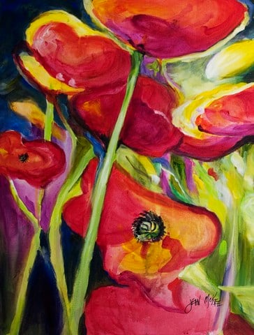 Poppies Flag Canvas House Size