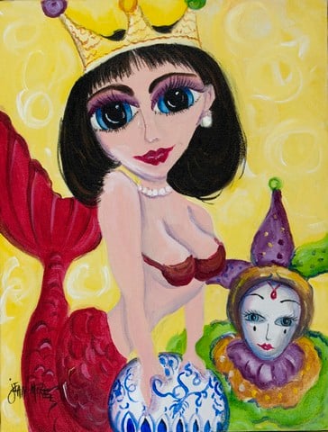 Mardi Gras Queen Mermaid Flag Canvas House Size