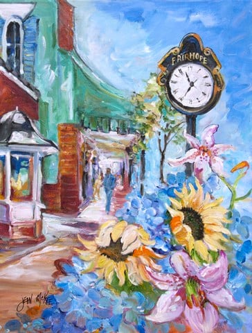 Fairhope Clock Flag Canvas House Size
