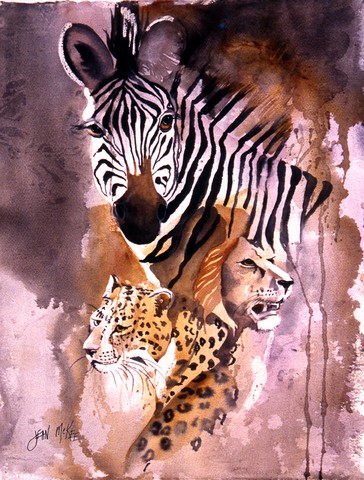 Cheetah, Lion, And Zebra Flag Canvas House Size
