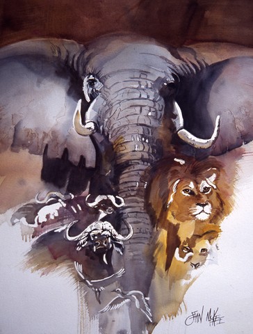 Elephant, Lions And More Flag Canvas House Size