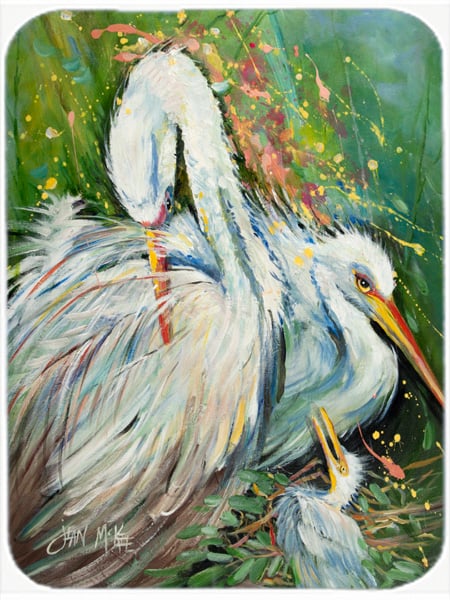 White Egret In The Rain Glass Cutting Board- Large