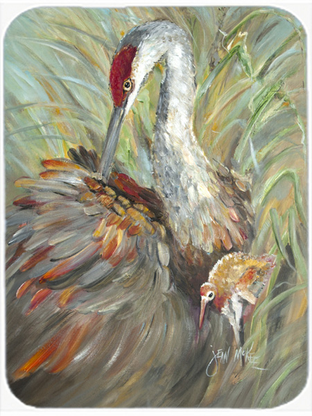 Sandhill Crane With Baby Glass Cutting Board, Large