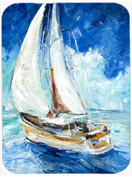 Sailboats In Blue Glass Cutting Board- Large