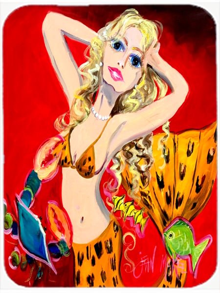 JMK1181LCB Red Mermaid Glass Cutting Board- Large