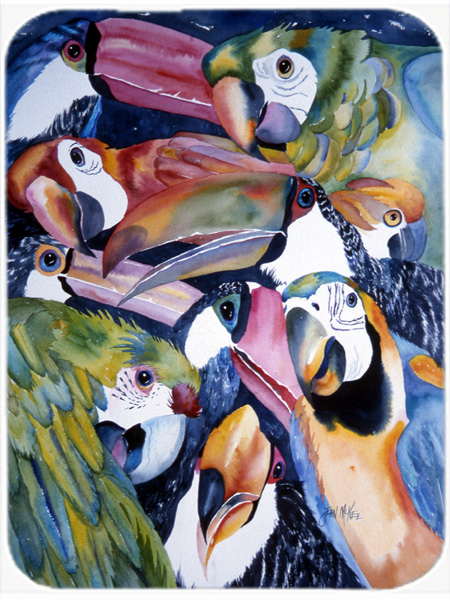 Parrots Glass Cutting Board- Large