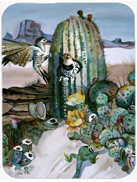 Cactus Flowers Glass Cutting Board, Large