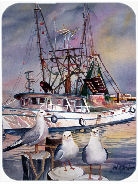 Sea Gulls And Shrimp Boats Mouse Pad, Hot Pad & Trivet