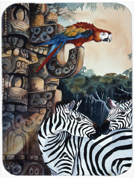 Zebras And Parrots Mouse Pad, Hot Pad & Trivet