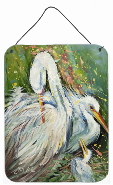 White Egret In The Rain Wall and Door Hanging Prints