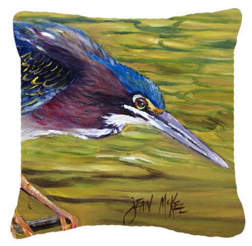 Green Heron Canvas Fabric Decorative Pillow