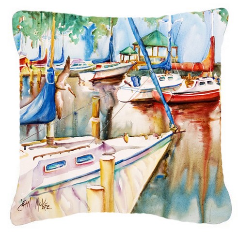 Gazebo And Sailboats Canvas Fabric Decorative Pillow
