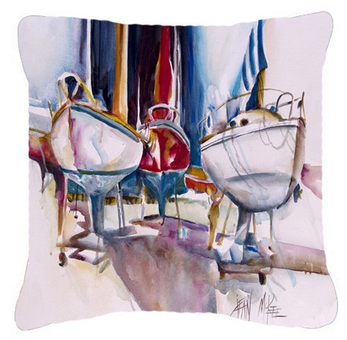 Dry Dock Sailboats Canvas Fabric Decorative Pillow