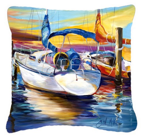 Symmetry Again Sailboats Canvas Fabric Decorative Pillow