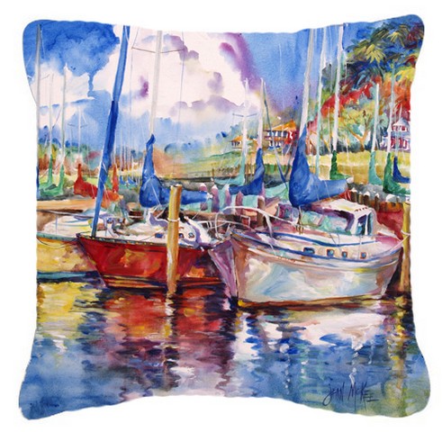 Tree Boats Sailboats Canvas Fabric Decorative Pillow