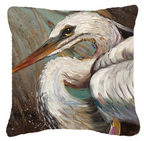 White Egret Canvas Fabric Decorative Pillow - White Egret