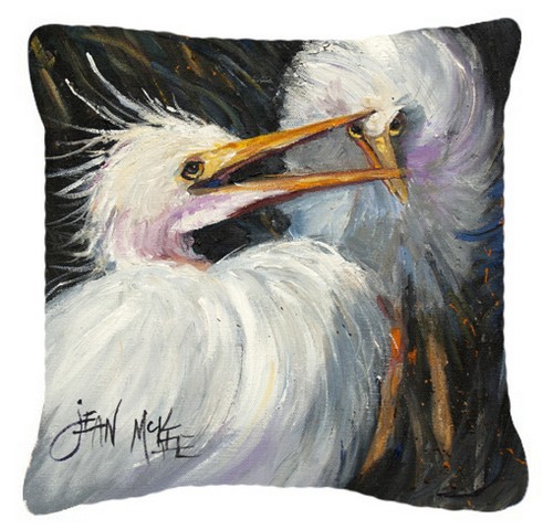 White Egret Canvas Fabric Decorative Pillow