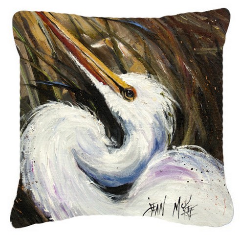 White Egret Canvas Fabric Decorative Pillow