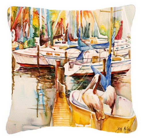 Pelicans And Sailboats Canvas Fabric Decorative Pillow