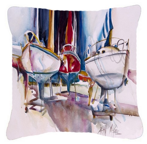Dry Dock Sailboats Canvas Fabric Decorative Pillow