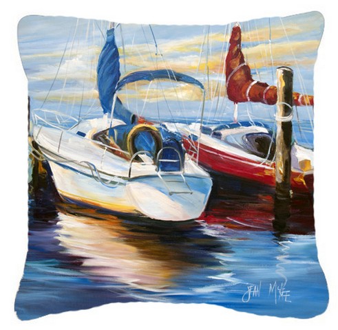 Symmetry Sailboats Canvas Fabric Decorative Pillow