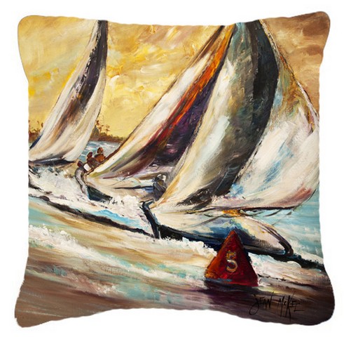Boat Race Sailboats Canvas Fabric Decorative Pillow