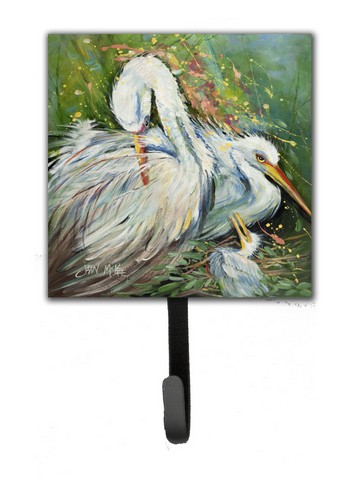 White Egret In The Rain Leash & Key Holder