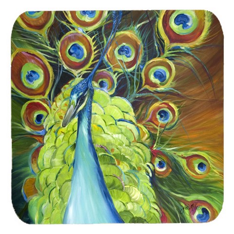 Peacock Foam Coasters, Set Of 4