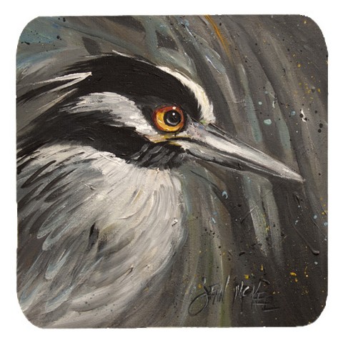 Night Heron Foam Coasters, Set Of 4