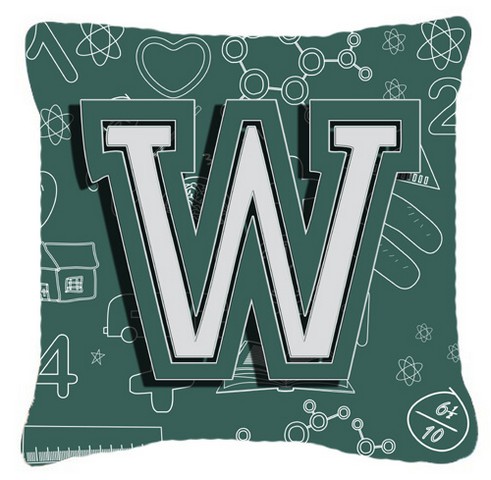 Letter W Back To School Initial Canvas Fabric Decorative Pillow
