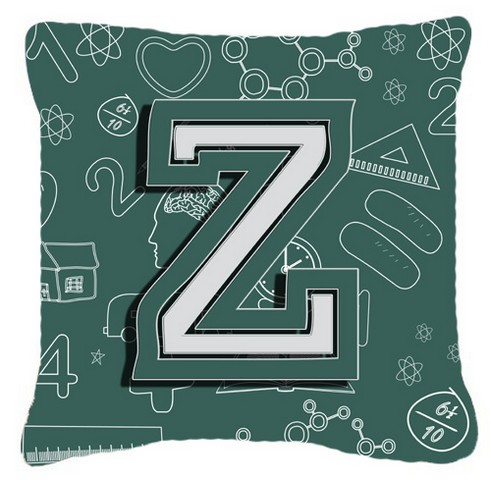 Letter Z Back To School Initial Canvas Fabric Decorative Pillow