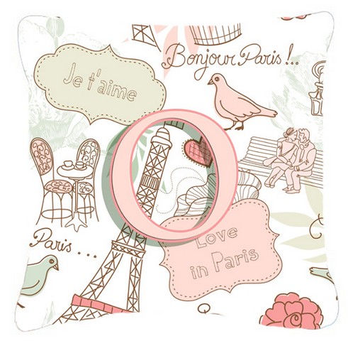 Letter O Love In Paris Pink Canvas Fabric Decorative Pillow